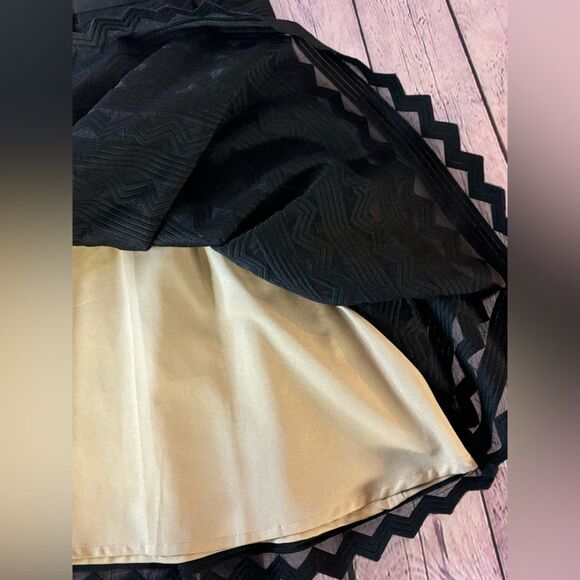 English Factory Black Chevron Sheer Lined Whimsigoth Box Pleat Skirt Size M - Picture 5 of 9